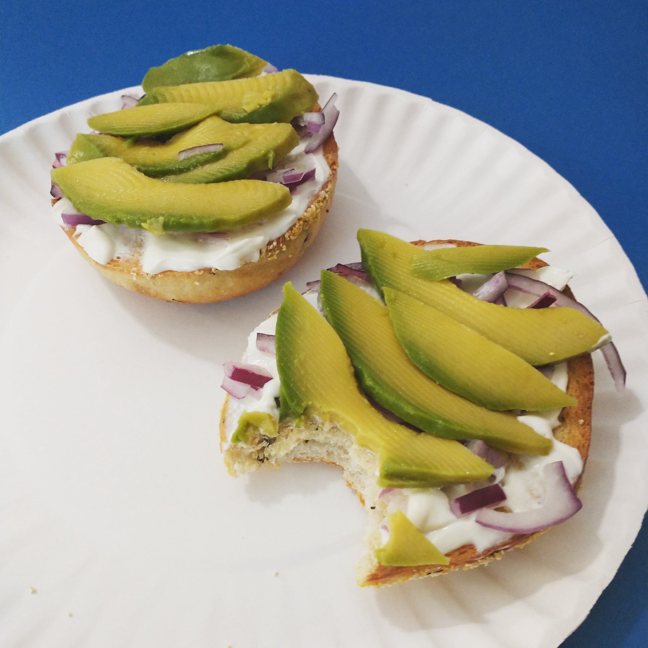 Bagel w/ Cream Cheese, Avocado & Onion