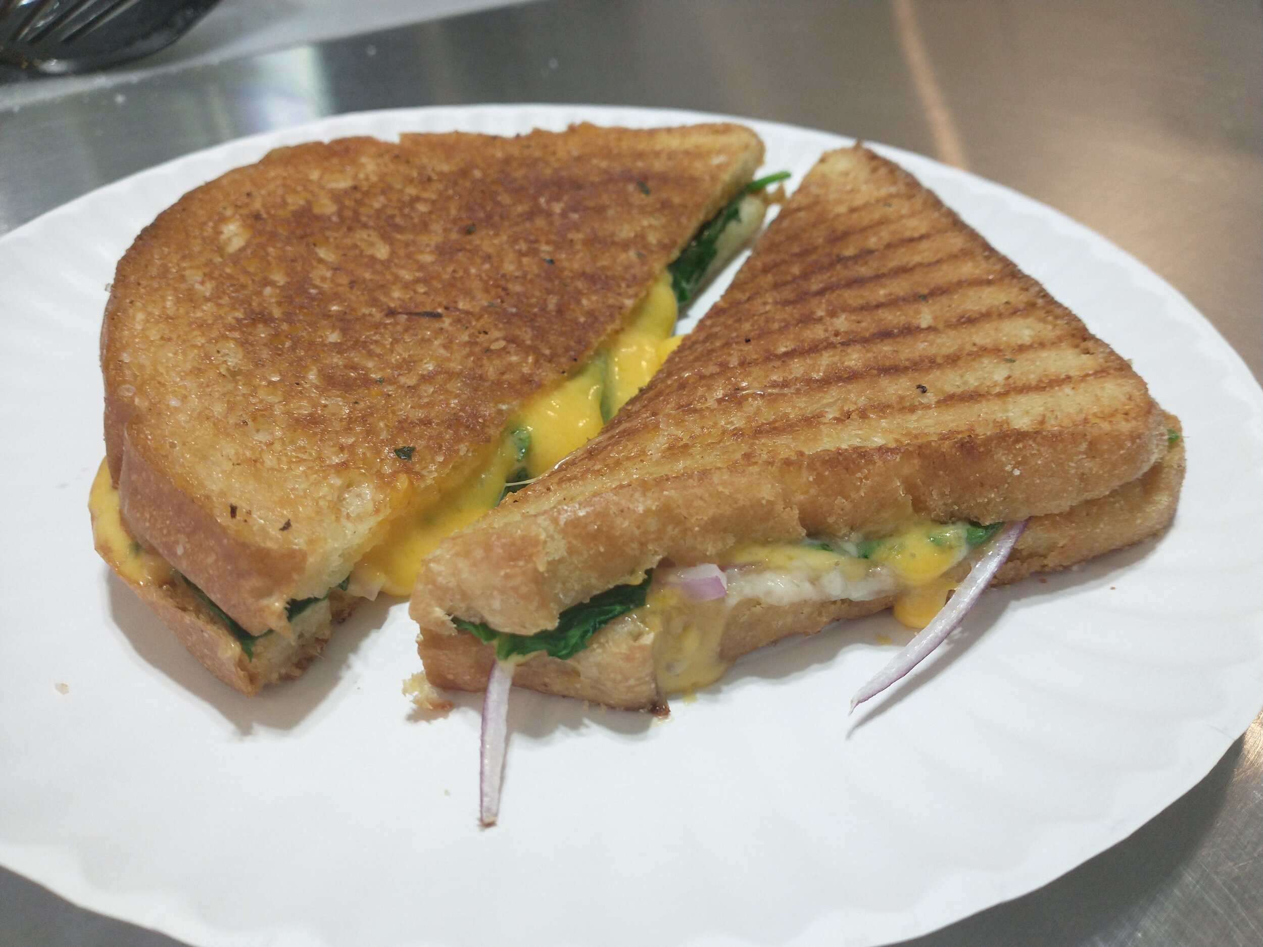 Grilled Cheese w/ Spinach & Onion